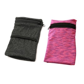 2PCS Outdoor Sports Wrist Wallet Breathable Absorbent Sweatband with Zippered Pocket Elastic Body-fitting Mini Arm Bag Securely Carry Cell Phone Keys Cash Perfect for Running Walking Jogging Workout