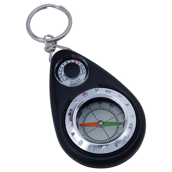 Small Compass and Thermometer Keychain for Camping, Hiking, Backpacking, Survival