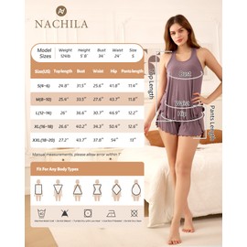 NACHILA Pajamas for Women-Viscose Made from Bamboo,Ribbed Racerback Tank Top and Shorts Pajama Sets Sleeveless Sleep Cami Pj Black M