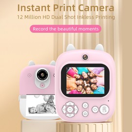 Andoer 3-in-1 Multifunctional Instant Camera Childeren's Instant Print Camera 2.4-inch IPS Screen Dual Lenses 12MP 32GB Extended Memory with 3 Printing Paper Rolls And Lanyard