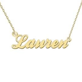 GR35Z9 Lauren Name Necklace for Women Gold Nameplated Pendant Stainless Steel Jewelry