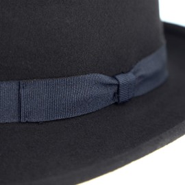 fiebig Fedora Wool Felt Hat | Bogart Felt Hat for Men and Women | Classic Fit in Summer and Winter | Classic Hat Made in Italy, navy