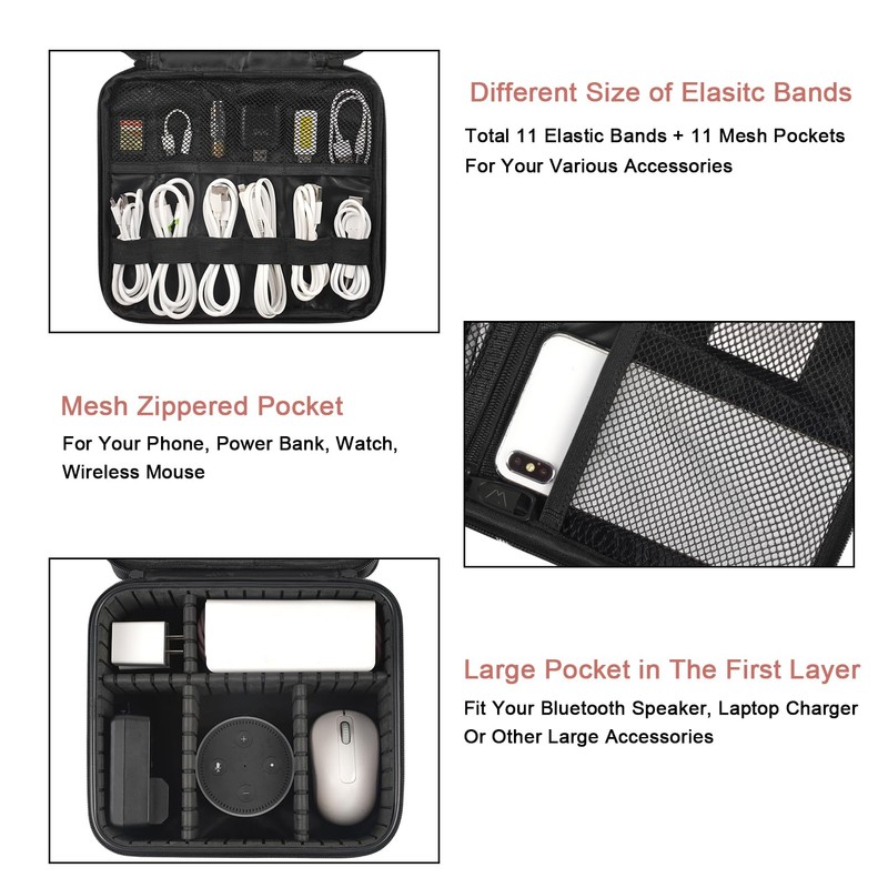 MATEIN Cord Organizer Case with Adjustable Divider, DJ Cable File