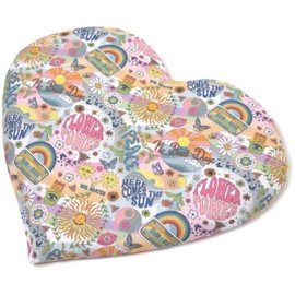 Organic Spelt Cushion Heart Approx. 30 x 25 cm – Organic Filling & Organic Fabric Flower Power – Heat Cushion – Grain Cushion – A Charming Gift