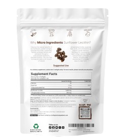 Micro Ingredients Sunflower Lecithin 1,600mg Per Serving, 300 Softgels | Sustainably Farmed Source, Cold Pressed, Rich in Phosphatidyl Choline | Lactation Supplement* | Soy Free, Non-GMO