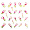 Flower Press on Nails Medium Coffin Fake Nails Light Green