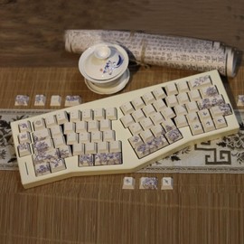 JSJT Vintage French-Style Printed Themed Keycaps 142 Keys Cherry Profile Keycaps PBT Dye Sublimation Custom Keycaps for Cherry MX Switches ANSI/ISO Layout Mechanical Keyboards
