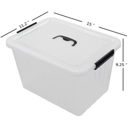 Readsky 4-Pack Clear Plastic Storage Latch Bin with Lids and Handle, 17 Liters