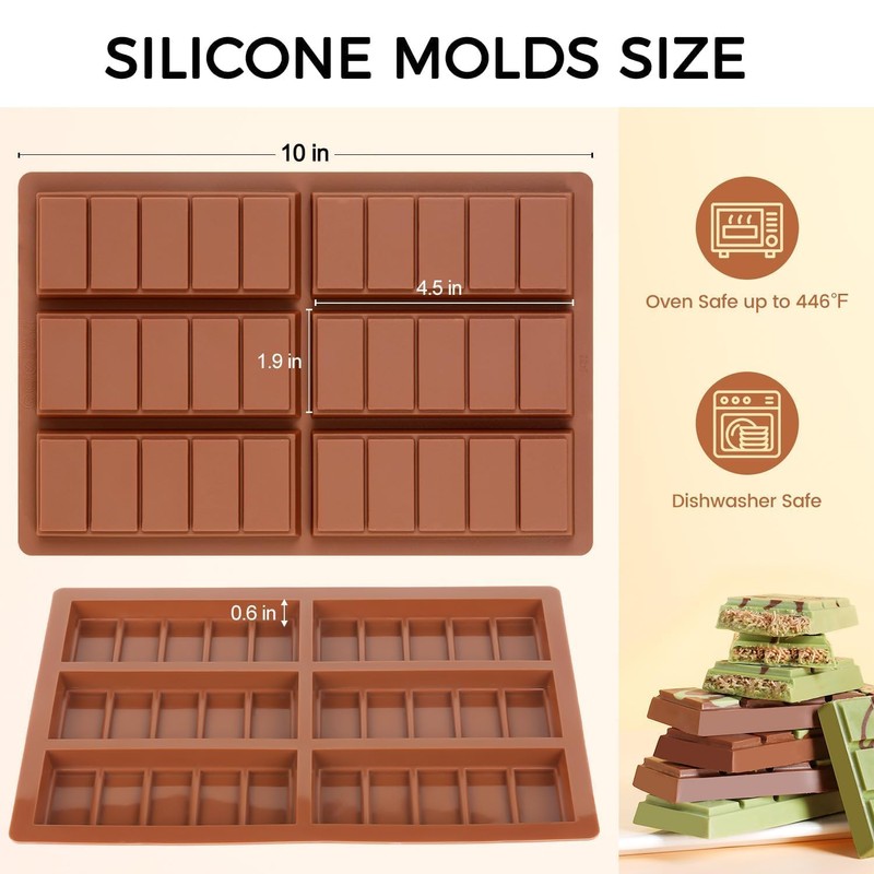 Fimary Chocolate Molds - Non-Stick Chocolate Bar Mold, Break Apart