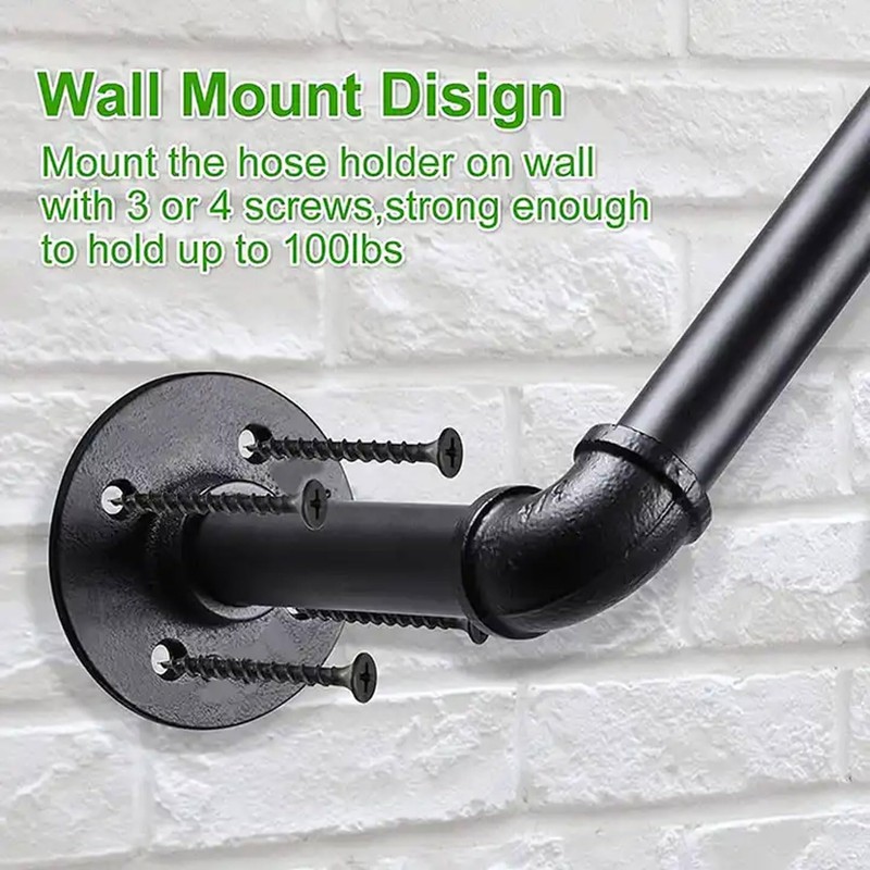 BDJSN Industrial Style Hose Holder, Wall Mounted Water Pipe Storage
