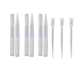 PAVNSO 6 unidades de 3 ml de aceite para cutículas vacío, pipetas de transferencia transparentes con punta de pincel para aceite de uñas, líquido para el crecimiento de pestañas y brillo labial cosmét
