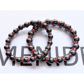 EUMENIDES Magnetic Hematite Bracelet，Magnetic Bracelet，8/10MM，Eliminate Static Electricity,(Red Circle+Magnet, 10MM)