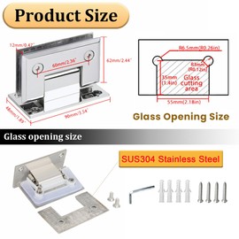 Alise Glass Shower Door Hinge,Hinges for Glass Doors,Heavy Duty Solid SUS304 Stainless Steel 90° Cabinet Hinges,Frameless Shower Doors Hardware Replacement Part,Polished Chrome BL9900-C