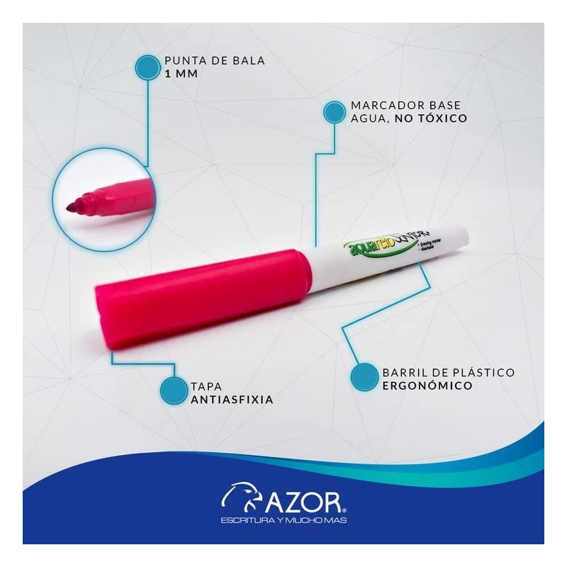 Azor Plumones Para Dibujo 24 Piezas No Toxico Lavable Aquarelo