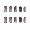 24-Pack Short Square Glitter False Nails with Colorful Patterns, Full