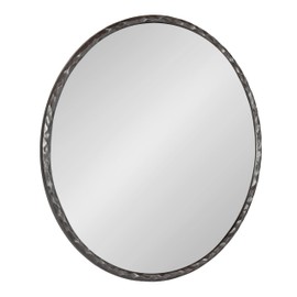 Kate and Laurel Jedda Modern Textured Round Mirror, 26 Inch Diameter, Gray Gunmetal, Decorative Circle Mirror with Textured Resin Frame for Use as Bathroom Mirror for Vanity or Minimal Bedroom Mirror