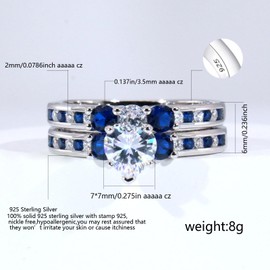 Ringcrown Three stone Wedding Ring Sets for Women 1ct Heart CZ S925 Sterling Silver Engagement Ring