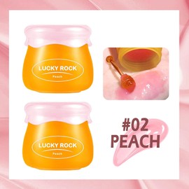 Mascarilla Labial Honey Pot para Dormir – Reparación Nocturna con Propóleo y Durazno para Labios Secos y Agrietados, Bálsamo Hidratante Reparador con Mini Cuchara (#02)