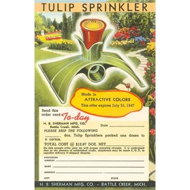 Tulip Lawn Sprinkler Advertisement - Vintage Image