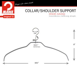 Mawa Reston Lloyd Silhouette Ultra-Thin Series, Non-Slip Space Saving Shirt Hanger, Style 42/FT, Pack of 24, Silver, 24 Piece