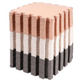 BalanceFrom 16-Pack 12x12 Inches EVA Interlocking Foam Play Tile Mat, Cream/Gray/Beige – 0.4-Inch Thick Non-Slip Puzzle Flooring for 16 Square Feet in Playroom, Nursery, or Playpen at Home