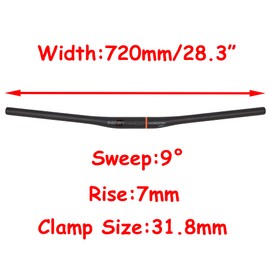 SATORI Bike Handlebar - HORIZON BOW Professional Level for MTB Mountain Bicycles - Full Carbon Fibre Flat Straight Super Light 31.8mm Handlebar - Width 720mm