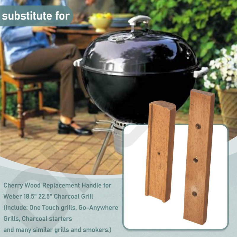 Cherry Wood Replacement Handle for Weber 18.5" 22.5" Charcoal Grill,