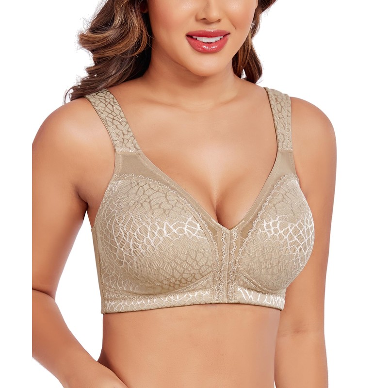 Curyon Women’s Minimizer Bra Front-Close Bras Wireless Full Figure Wirefree