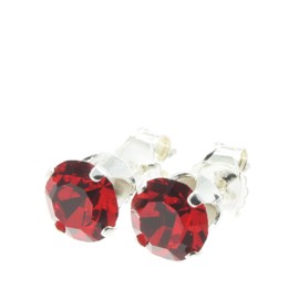 pewterhooter Women's Sterling Silver Sparkling Light Siam Stud Earrings