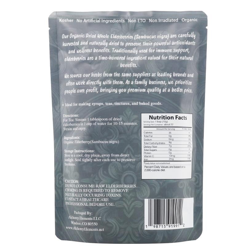 100% Organic Elderberries | Whole Dried | Organic | Natural