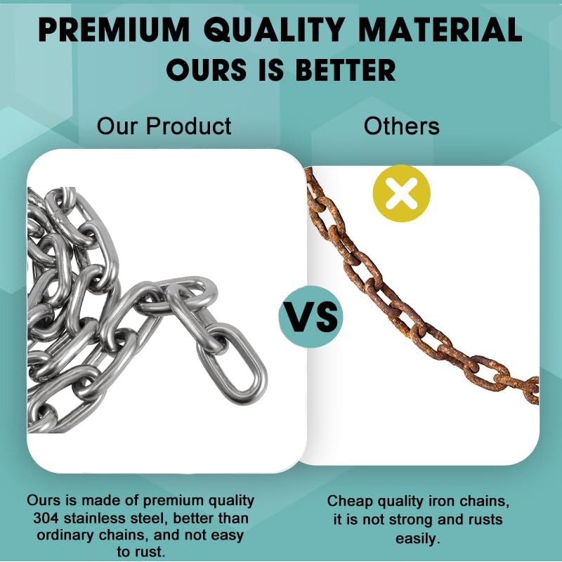 TOMIUS 10M 304 Stainless Steel Chain ⌀3mm Metal Security Chains
