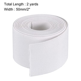 sourcing map Twill Wide Elastic Band Double-Side 50mm(2 inch) Flat 2 Yard Woven Elastic Band Knit Elastic Spool Heavy Stretch Strap White for Sewing, Waistband