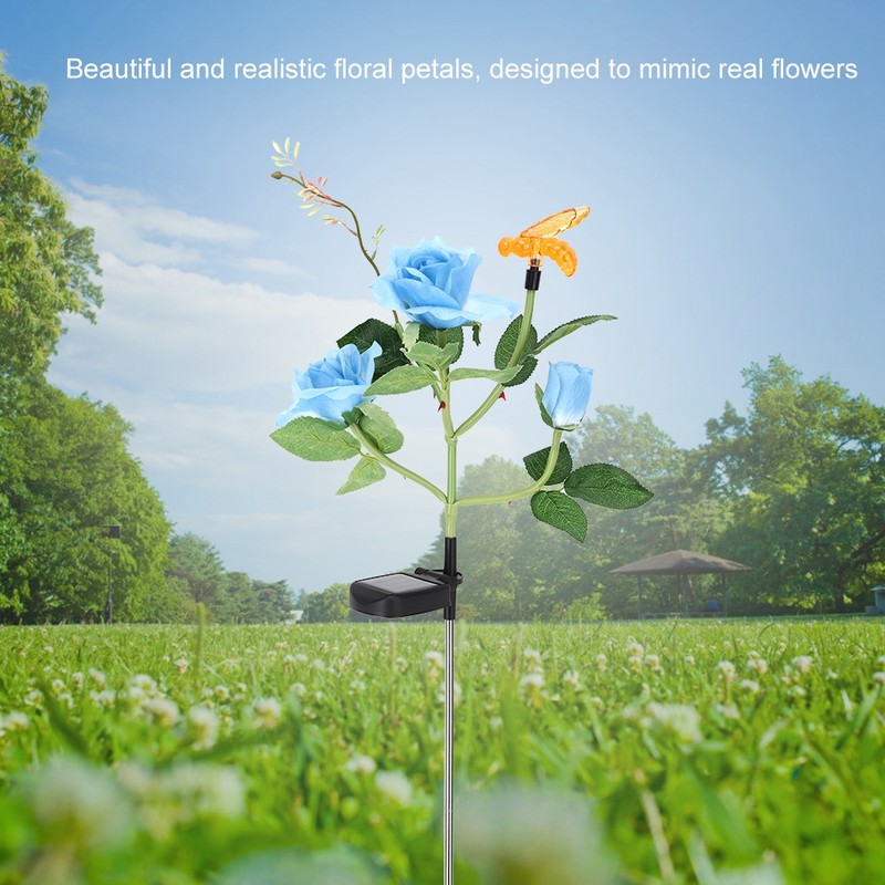 Outdoor Solar Powered LED Light Rose Flower Simulation Bee Lamp