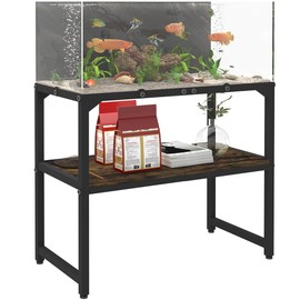 Mondazie 20 Gallon High Rimless Fish Tank Stand with Shelf for Storage, 2 Tiers Metal Aquarium Stand, Breeder Tank Turtle Reptile Terrariums Stand Rack for Home Office, 24" L x 12" W x 20.5" H, Black