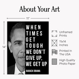 Barack Obama Inspirational Wall Art 11x14 - Motivational Quote Print - Black and White Minimalist Home Office Decor - Living Room Bedroom Decoration - Gift for African American, Democrat Photo