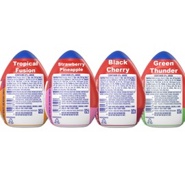 Mio Energy Water Enhancer Variety Pack, 1.62 fl oz, 4 Flavors (Tropical Fusion, Strawberry Pineapple, Black Cherry, Green Thunder) with Caffeine and B-Vitamins, Zero Sugar