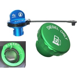 Auronp Diesel Fuel Cap Combo Pack for Dodge Ram, Billet Aluminum, Magnetic, 2019-2021 Dodge Ram Truck 1500 2500 3500 (H-Y012)