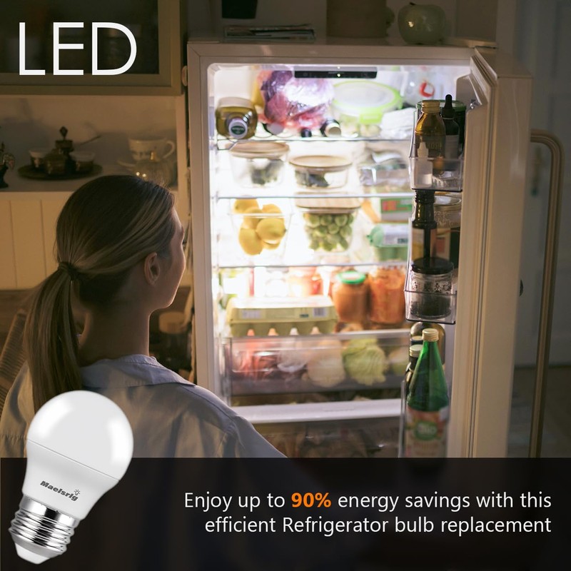 Maelsrlg 40 Watt Equivalent Refrigerator Light Bulb, 90+CRI, 5W 600LM