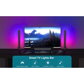 CURUK LED Ambient Light Bar, 2 Pack Smart RGB Gaming Lamp Lighting Accessories, Sync with Music, TV LED Backlight USB Immersive Mood Light 15 Scene Modes & 4 Music Modes Decor for Room Bedroom