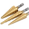Bestgle 3 Pcs Step Drill Bits 1/4" Hex Shank SAE