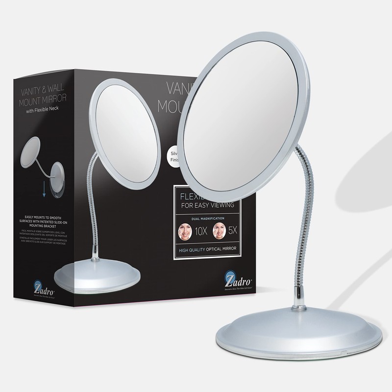 Double Vision™ Gooseneck Vanity/Wall Mount Mirror 5X/10X Magnification, Made in