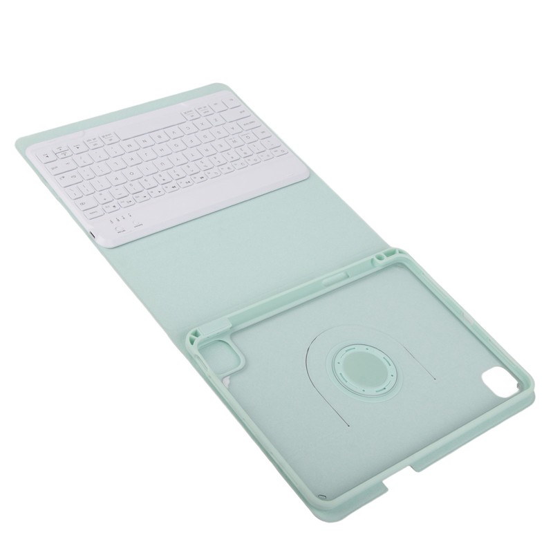 Tablet Protective Case Light Green Folding Stand Cover with Keyboard