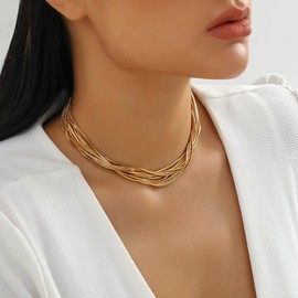 Clataly Chunky Sphere Pendant Necklace Exaggerated Multi-layer Statement Necklace Bracelets Thick Chains Jewelry for Women Girls (Gold Necklace B)