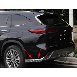 ANUNFRRE Car Accessories Fit for Toyota Highlander 2020 2021 2022 2023 Rear Bumper Corner Protection Decoration Strip Guard Plate Cover Trim (Chrome Silver) ABS 2 PCS
