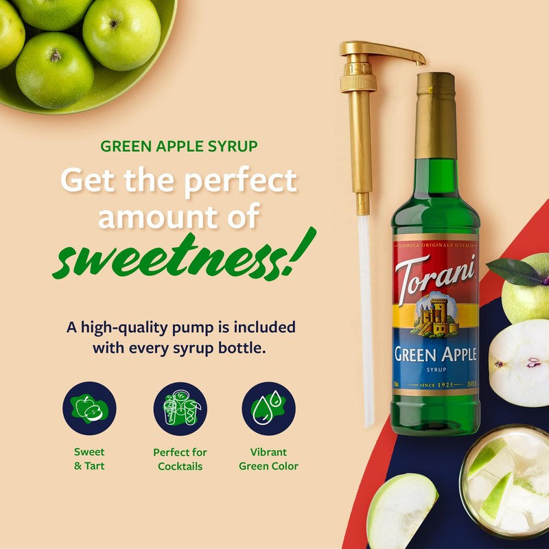 Torani Green Apple Syrup for Drinks, Flavoring for Sodas and