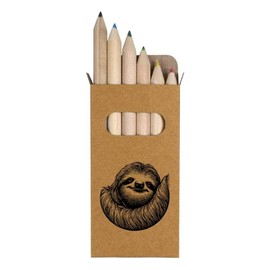 Azeeda 6 x 'Drawing of a Sloth' Short 85mm Pencils/Coloured Pencil Set (PE00061826)