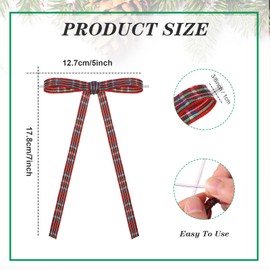 Canlierr 48 Pcs Christmas Mini Tree Bow Red and Green Buffalo Plaid Christmas Wreath Bow Christmas Twist Tie Bow Decorative Bow for Xmas Trees Garland Ornaments Gift Wrapping Crafts