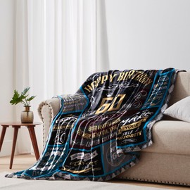 EQNWI 60th Birthday Gifts for Men, 60 Year Old Birthday Gifts for Men, 1965 Bday Gift for Male Throw Blanket 60"x50", Mens 60th Bday Gift Ideas, Presrnts for 60 Year Old Man/Dad