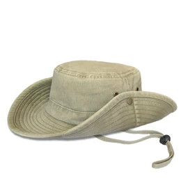 TOSKATOK� UPF 50+ Unisex Safari Outback Australian Style Cotton Bush Hat with Wide Brim, Detachable Chin Strap, Side Press Studs and Air Vents-Khaki-58