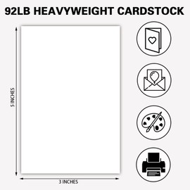 Hysiwen 50 Sheets White Card Stock 3 x 5 Inches, 250gsm/92 lb Blank Cardstock Paper for Paper Crafts or Drawing(W35)